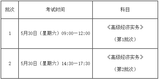 高经考试科目、时间