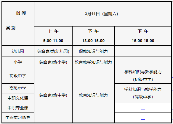 北京教师资格证考试时间