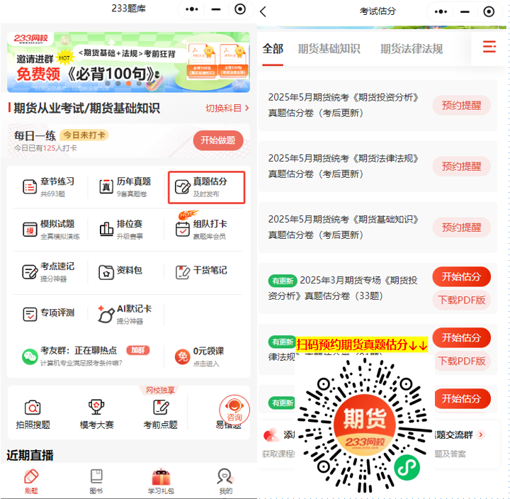 期貨考試真題估分