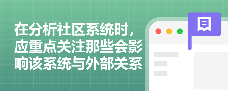 在分析社区系统时，应重点关注那些会影响该系统与外部关系的因素？