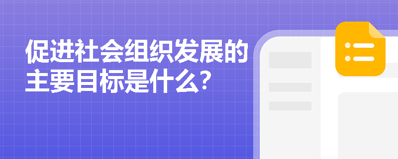 促进社会组织发展的主要目标是什么？