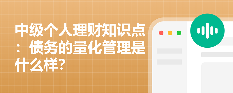 中级个人理财知识点：债务的量化管理是什么样？