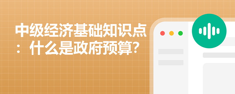 中级经济基础知识点：什么是政府预算？