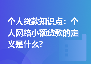 个人贷款知识点：个人网络小额贷款的定义是什么？