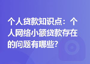 个人贷款知识点：个人网络小额贷款存在的问题有哪些？