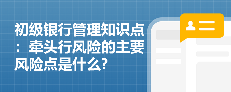 初级银行管理知识点：牵头行风险的主要风险点是什么?