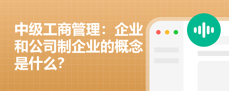 中级工商管理：企业和公司制企业的概念是什么？