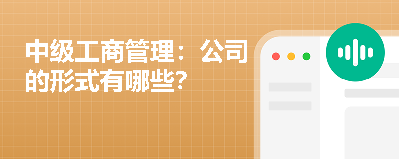 中级工商管理：公司的形式有哪些？