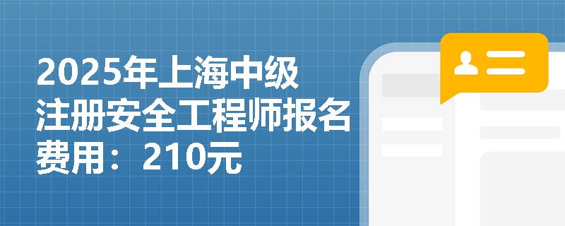 2025年上海中级注册安全工程师报名费用：210元