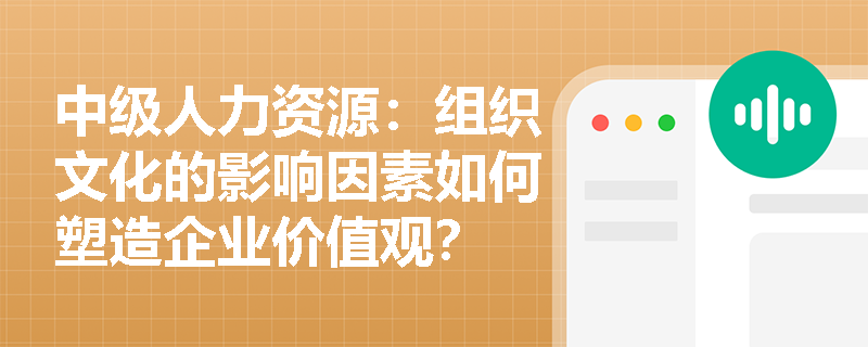 中级人力资源：组织文化的影响因素如何塑造企业价值观？