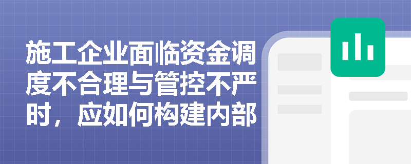 施工企业面临资金调度不合理与管控不严时,应如何构建内部会计控制体系来化解危机? 施工企业面临资金调度不合理与管控不严时,应如何构建内部会计控制体系来化解危机?