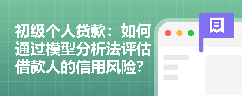 初级个人贷款:如何通过模型分析法评估借款人的信用风险? 初级个人贷款:如何通过模型分析法评估借款人的信用风险?