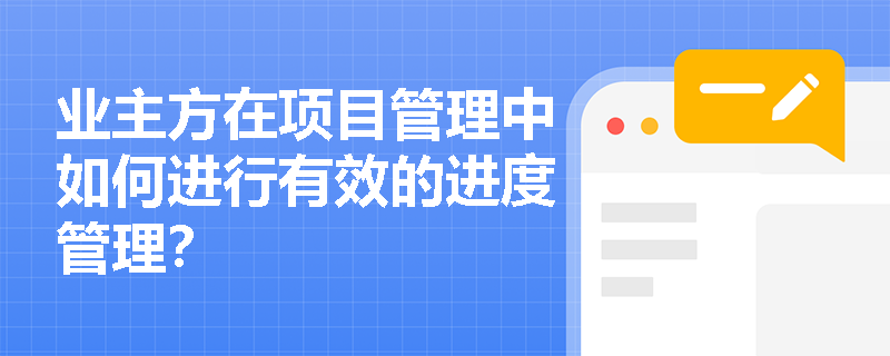 业主方在项目管理中如何进行有效的进度管理？