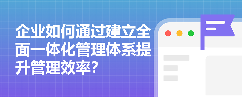 企业如何通过建立全面一体化管理体系提升管理效率？