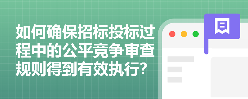如何确保招标投标过程中的公平竞争审查规则得到有效执行? 如何确保招标投标过程中的公平竞争审查规则得到有效执行?