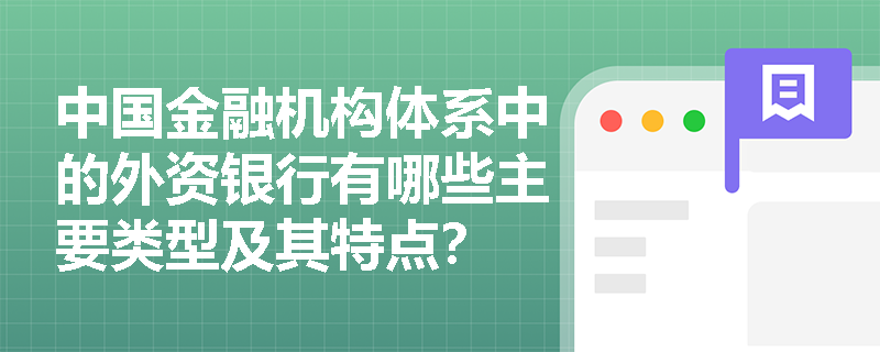 中国金融机构体系中的外资银行有哪些主要类型及其特点？