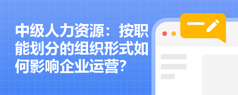 中级人力资源：按职能划分的组织形式如何影响企业运营？