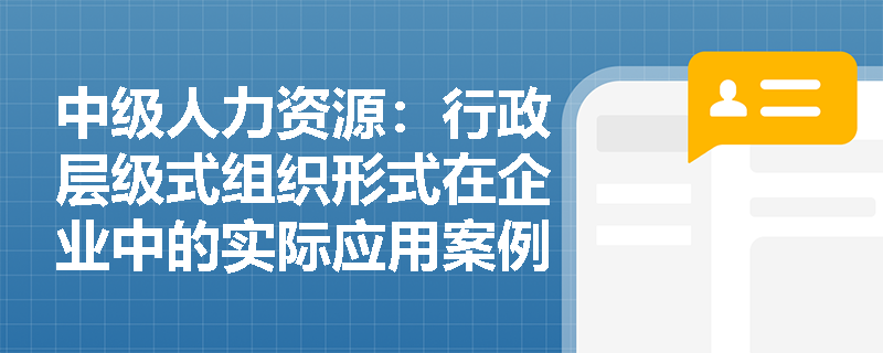 中级人力资源：行政层级式组织形式在企业中的实际应用案例有哪些？