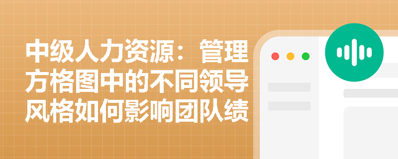 中级人力资源：管理方格图中的不同领导风格如何影响团队绩效？