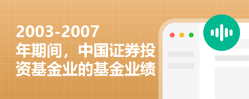 2003-2007年期间，中国证券投资基金业的基金业绩表现如何？