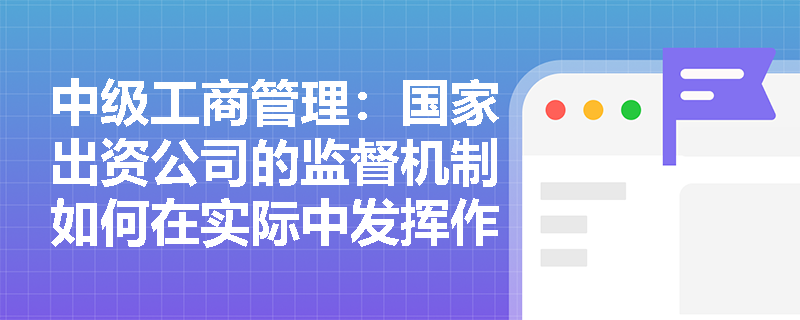 中级工商管理:国家出资公司的监督机制如何在实际中发挥作用? 中级工商管理:国家出资公司的监督机制如何在实际中发挥作用?