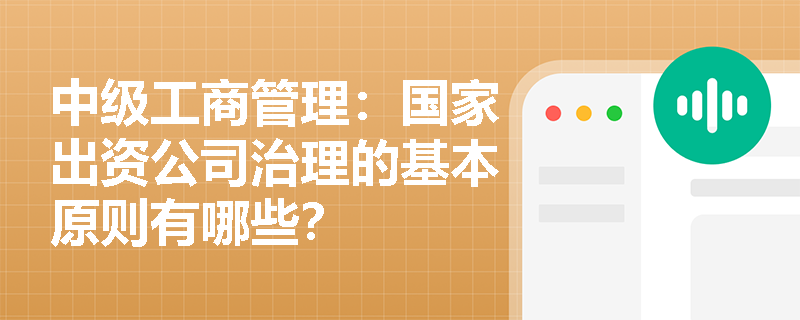 中级工商管理：国家出资公司治理的基本原则有哪些？