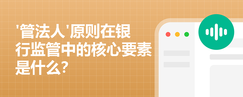 '管法人'原则在银行监管中的核心要素是什么？