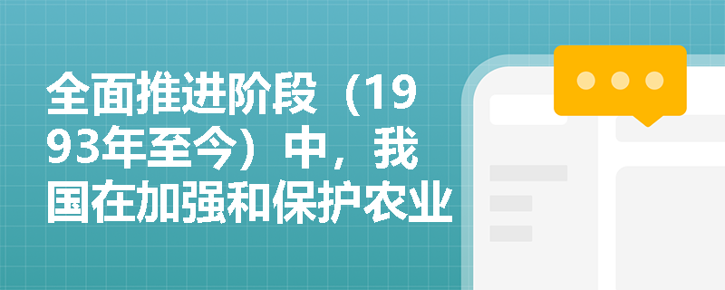 全面推进阶段（1993年至今）中，我国在加强和保护农业方面采取了哪些宏观调控措施？