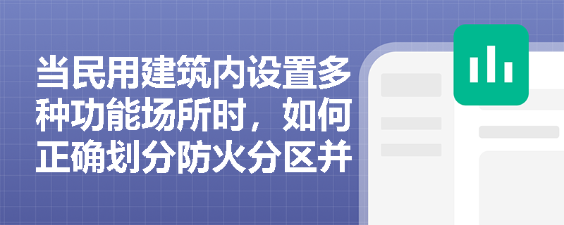 当民用建筑内设置多种功能场所时，如何正确划分防火分区并确定各区域建筑面积限值？