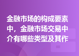 金融市场的构成要素中，金融市场交易中介有哪些类型及其作用是什么？
