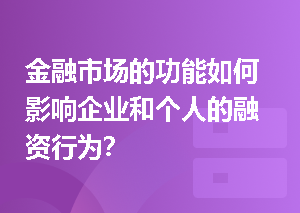 金融市场的功能如何影响企业和个人的融资行为？