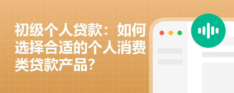 初级个人贷款:如何选择合适的个人消费类贷款产品? 初级个人贷款:如何选择合适的个人消费类贷款产品?