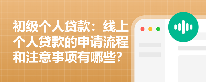 初级个人贷款：线上个人贷款的申请流程和注意事项有哪些？