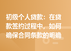 初级个人贷款：在贷款签约过程中，如何确保合同条款的明确性和透明度？