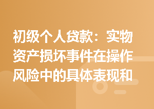 初级个人贷款：实物资产损坏事件在操作风险中的具体表现和应对措施是什么？