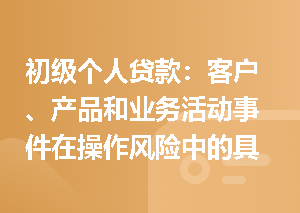 初级个人贷款：客户、产品和业务活动事件在操作风险中的具体表现有哪些？