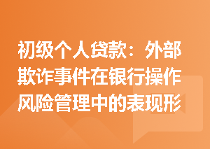 初级个人贷款：外部欺诈事件在银行操作风险管理中的表现形式有哪些？