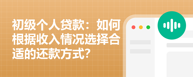 初级个人贷款：如何根据收入情况选择合适的还款方式？