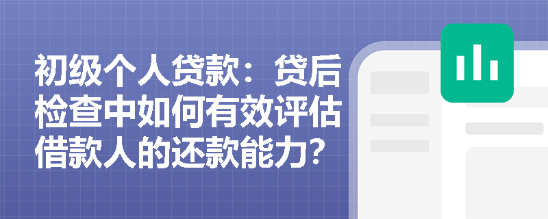初级个人贷款:贷后检查中如何有效评估借款人的还款能力? 初级个人贷款:贷后检查中如何有效评估借款人的还款能力?