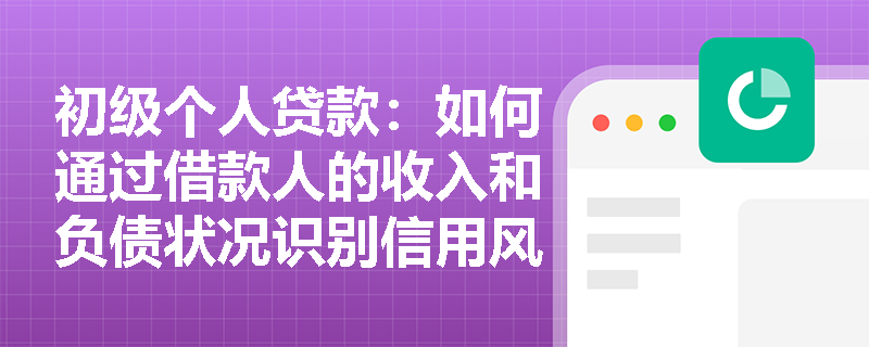 初级个人贷款:如何通过借款人的收入和负债状况识别信用风险? 初级个人贷款:如何通过借款人的收入和负债状况识别信用风险?