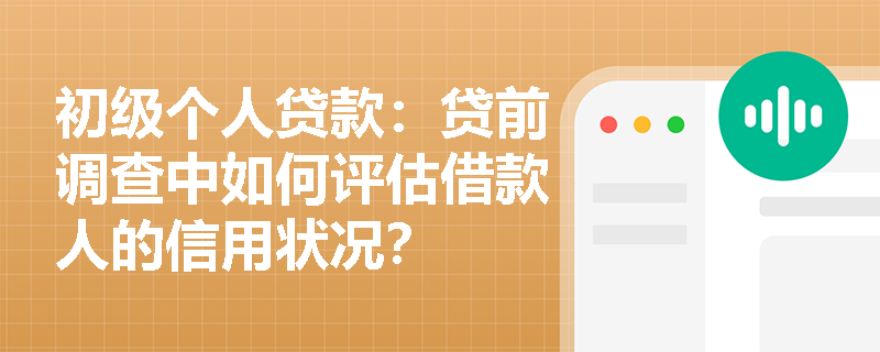 初级个人贷款:贷前调查中如何评估借款人的信用状况? 初级个人贷款:贷前调查中如何评估借款人的信用状况?