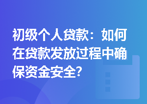 初级个人贷款：如何在贷款发放过程中确保资金安全？