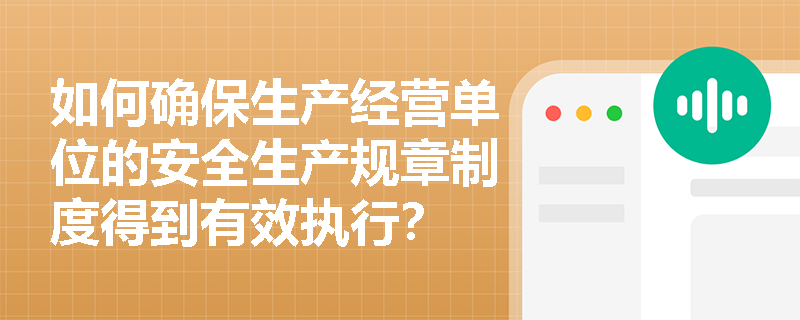 如何确保生产经营单位的安全生产规章制度得到有效执行？