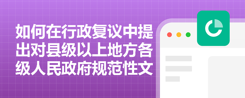 如何在行政复议中提出对县级以上地方各级人民政府规范性文件的审查请求？