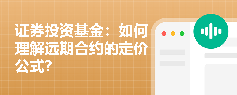 证券投资基金：如何理解远期合约的定价公式？