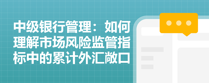 中级银行管理:如何理解市场风险监管指标中的累计外汇敞口头寸比例? 中级银行管理:如何理解市场风险监管指标中的累计外汇敞口头寸比例?