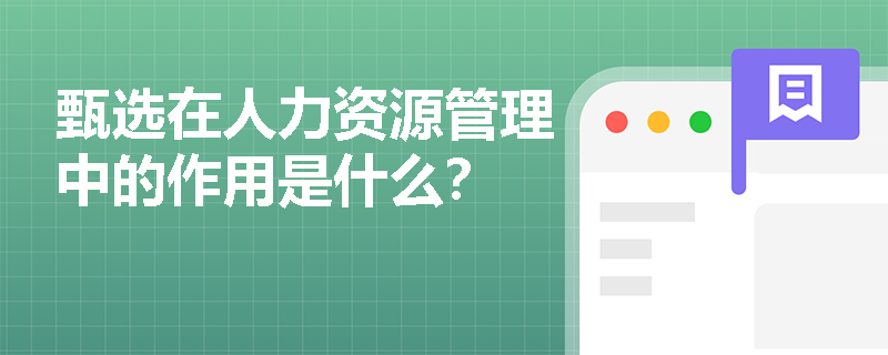 甄选在人力资源管理中的作用是什么？
