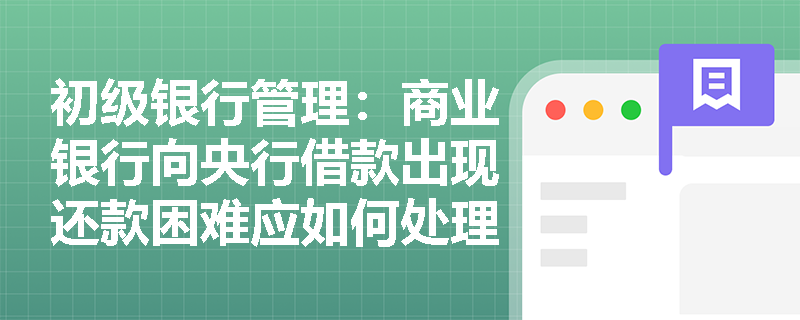 初级银行管理:商业银行向央行借款出现还款困难应如何处理?如何防范清算损失风险? 初级银行管理:商业银行向央行借款出现还款困难应如何处理?如何防范清算损失风险?