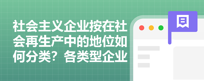 社会主义企业按在社会再生产中的地位如何分类？各类型企业承担哪些经济功能？