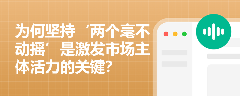 为何坚持‘两个毫不动摇’是激发市场主体活力的关键? 为何坚持‘两个毫不动摇’是激发市场主体活力的关键?